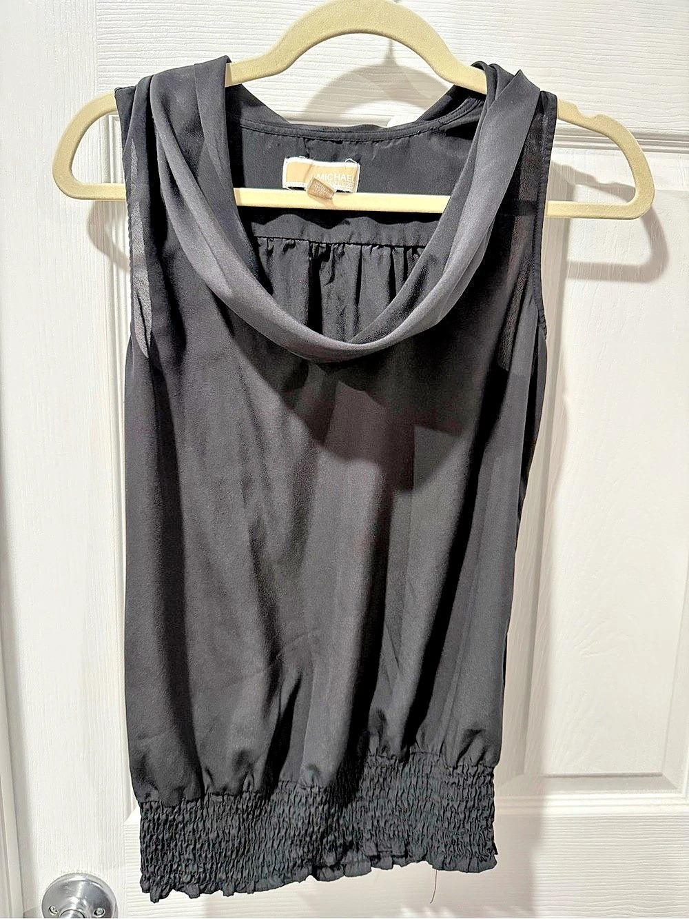 Michael Kors Black Smocked Hem sleeveless blouse Size S